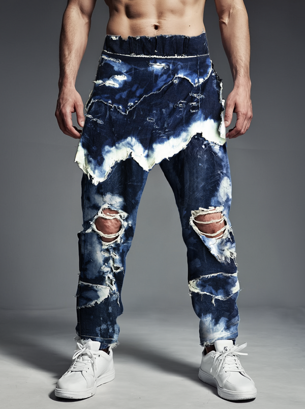 Distressed Draped Denim