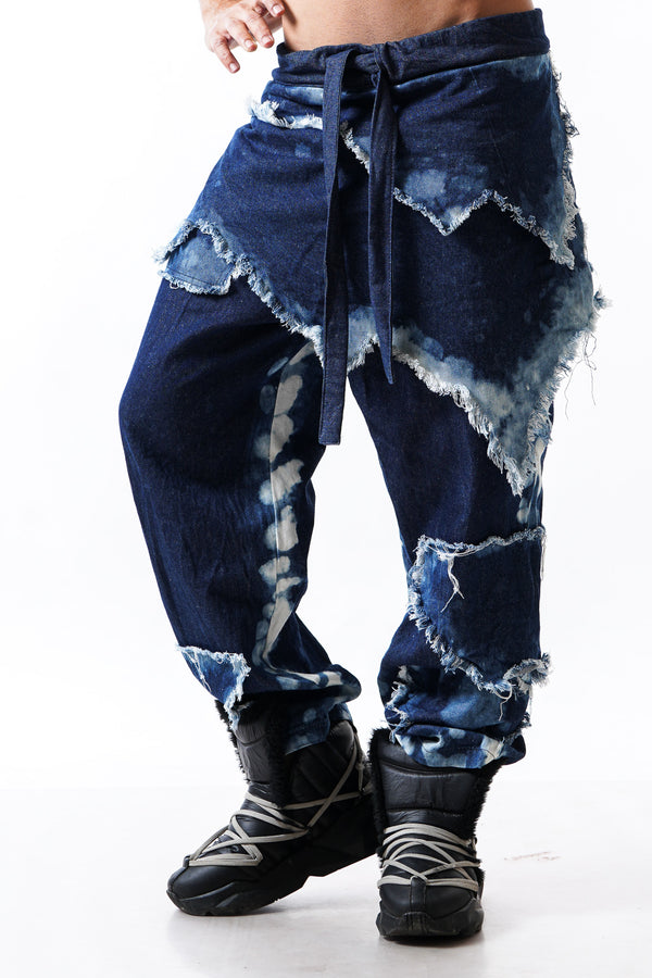 Distressed Draped Denim