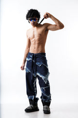 Distressed Draped Denim