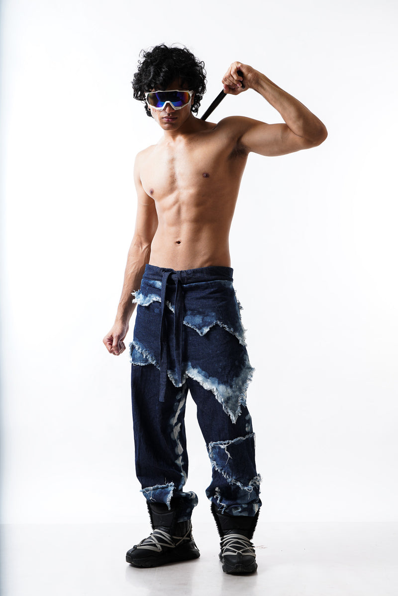 Distressed Draped Denim