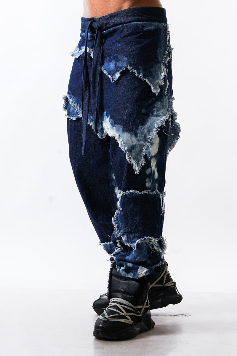 Distressed Draped Denim