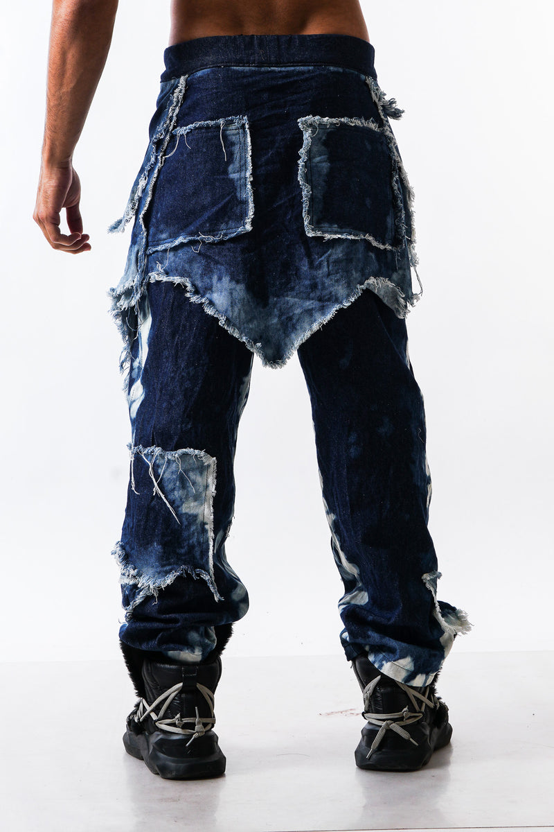 Distressed Draped Denim