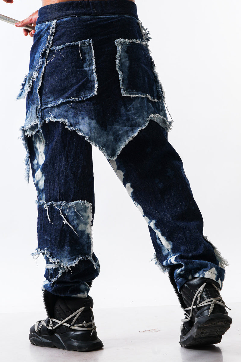 Distressed Draped Denim