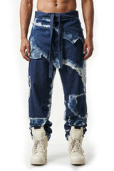 Distressed Draped Denim