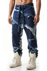 Distressed Draped Denim