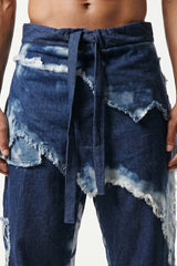 Distressed Draped Denim