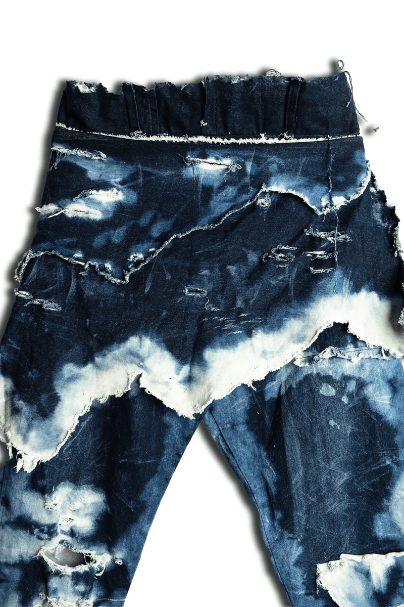 Distressed Draped Denim