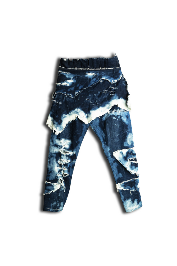 Distressed Draped Denim