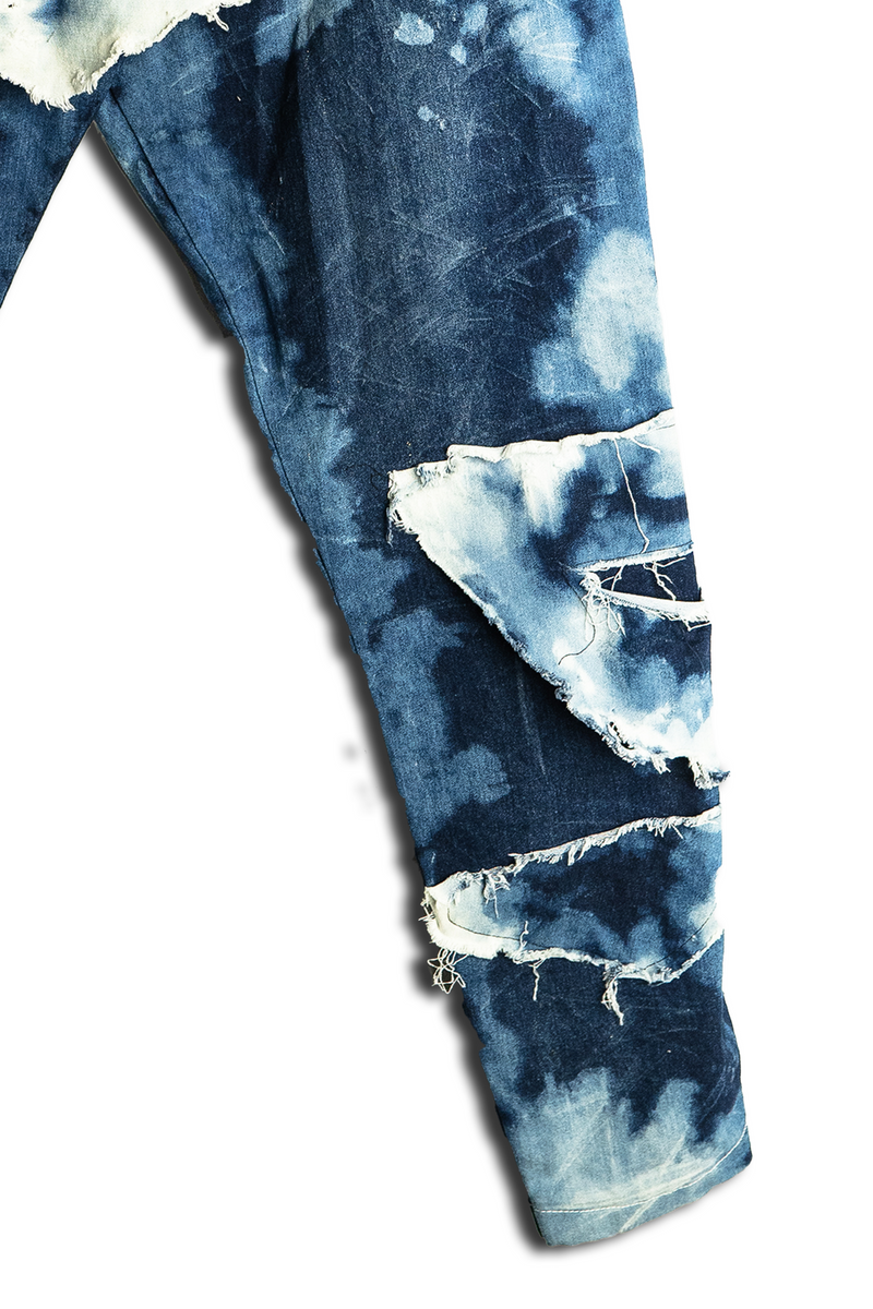 Distressed Draped Denim