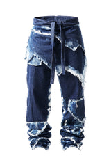 Distressed Draped Denim