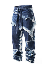 Distressed Draped Denim