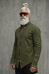 Olive Green Zippered Kurta (Pre-Listing)